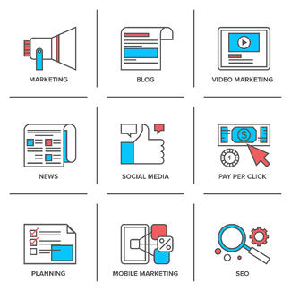 digital_marketing_social_media_advertising_flat_line_icons_set_web_search_optimization_vector_collection_concept